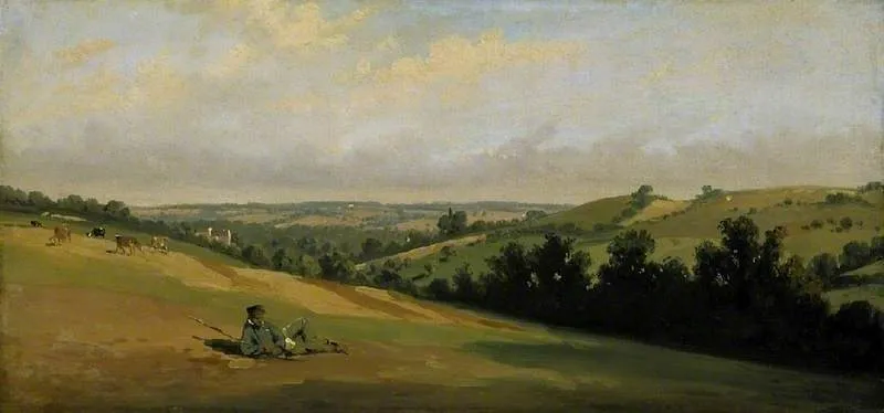 Young man reclining on the downs, by Théodore Caruelle d'Aligny, unspecified, 1834
