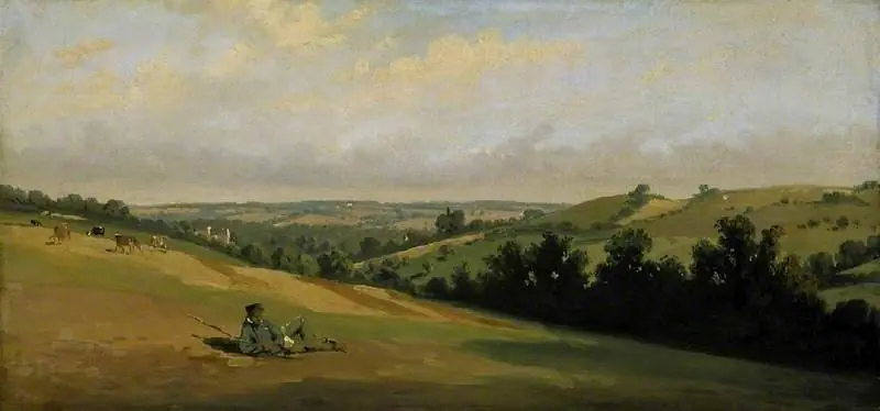 Young man reclining on the downs