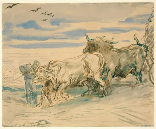 Drover with Oxen Pulling a Cart, by Théodore Chassériau