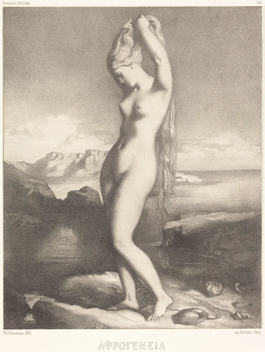 Venus Anadyomene, by Théodore Chassériau, ink, 1842