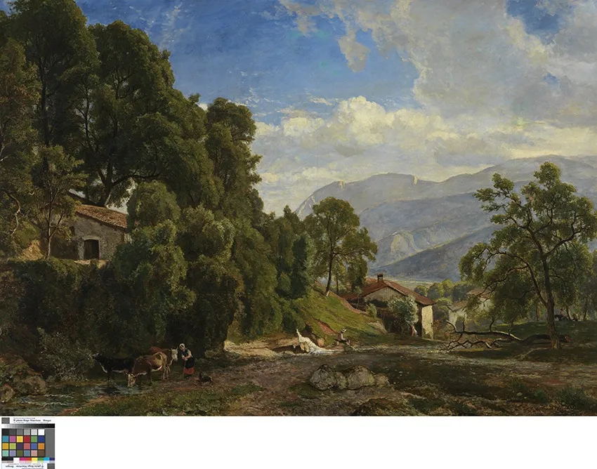 Berglandschap in Voreppe, Dauphiné, by Théodore Fourmois, oil, 1850