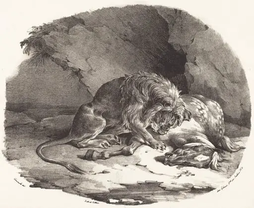 Horse Devoured by a Lion (Cheval devore par un lion), by Théodore Géricault