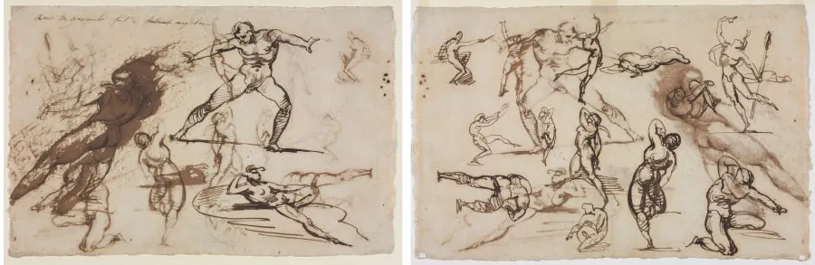 Sheet of Sketches (recto and verso), by Théodore Géricault, 1819