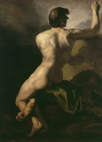 Study of male nude, by Théodore Géricault, oil