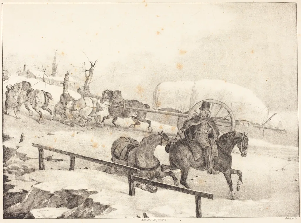 Wagoner Climbing a Hill (Roulier montant une cote), by Théodore Géricault, ink, 1823