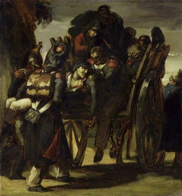 Wounded Soldiers in a Cart, by Théodore Géricault, unspecified, 1815