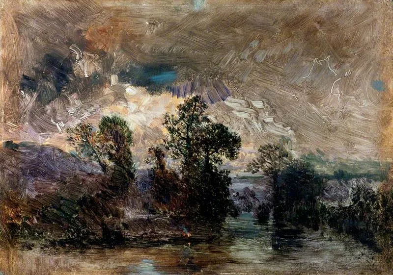Landscape with a Stormy Sky, by Théodore Rousseau, oil, 1842