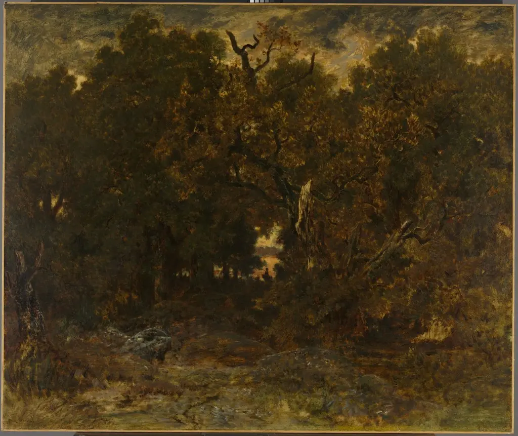Leaving the Forest, Fontainebleau: Setting Sun, by Théodore Rousseau