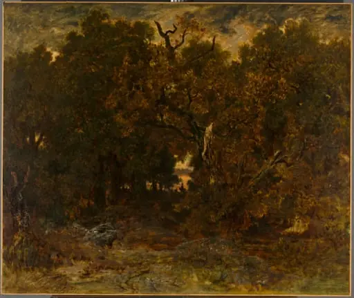 Leaving the Forest, Fontainebleau: Setting Sun, by Théodore Rousseau