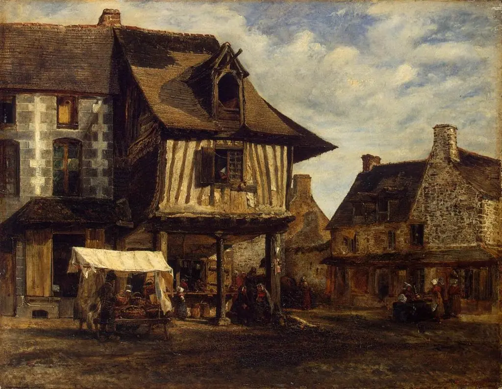 Market-Place in Normandy, by Théodore Rousseau
