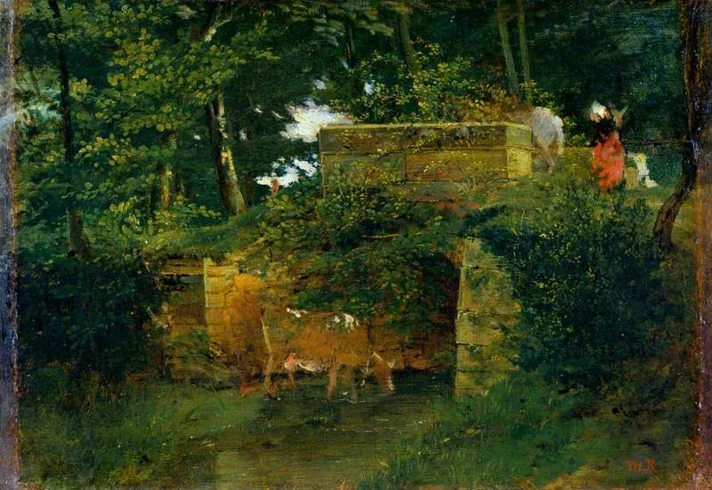 Pont de Batignies in the Forest of Compiègne, by Théodore Rousseau, oil, 1828