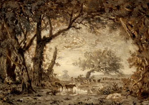 Sunset from the Forest of Fontainebleau, by Théodore Rousseau