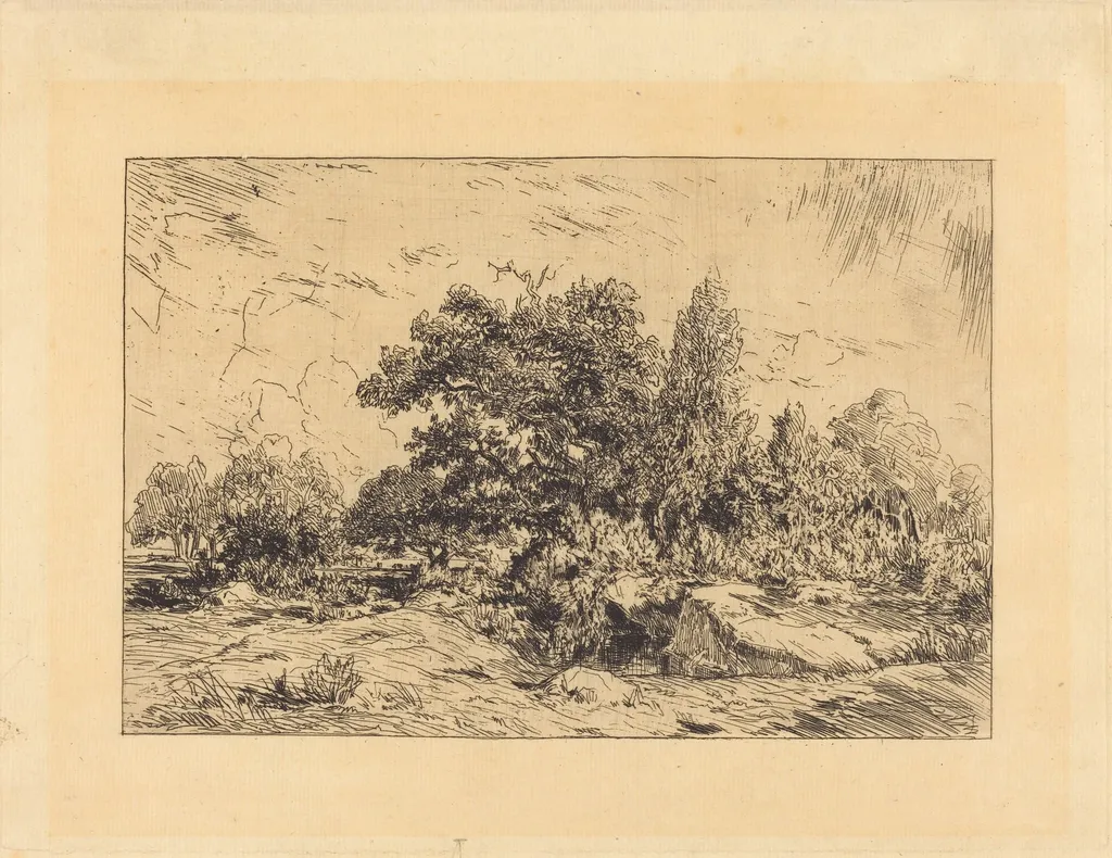 Vue du Plateau de Bellecroix, by Théodore Rousseau, ink, 1848