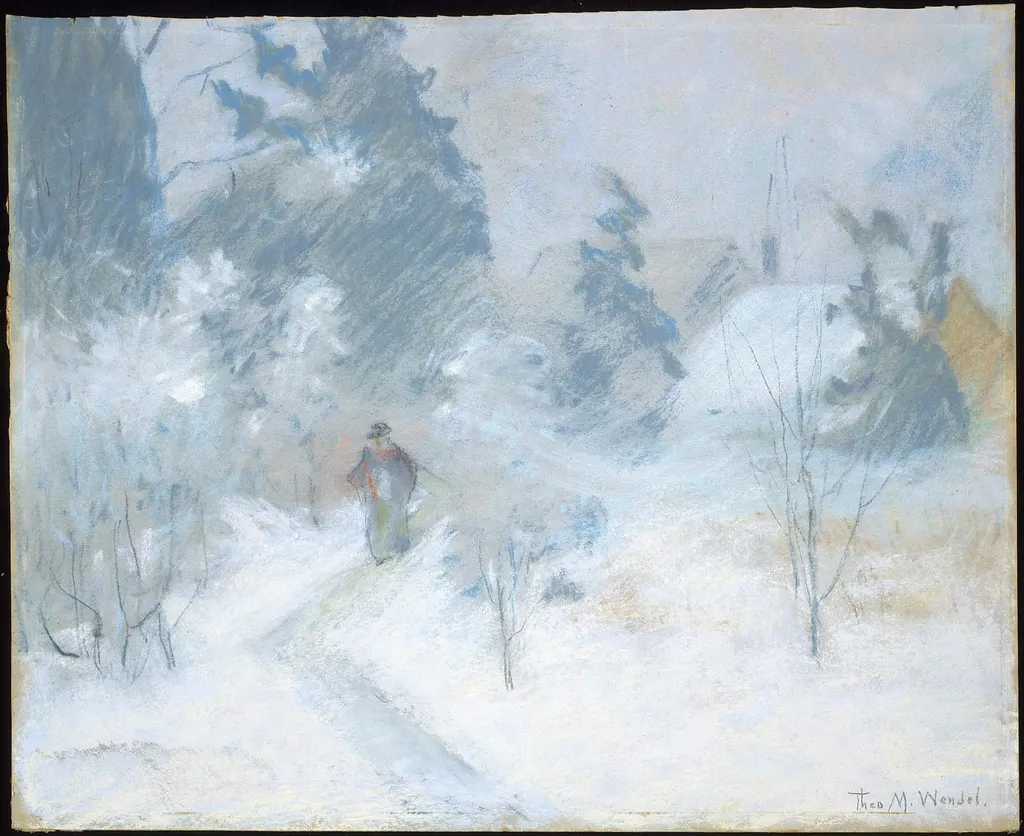 Snow Scene, by Theodore Wendel, unspecified, 1895