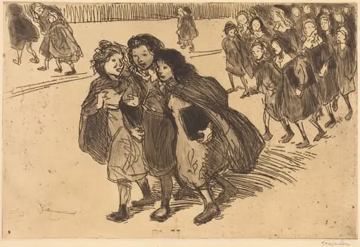 Girls Coming from School (Gamines sortant de l'ecole), by Théophile Alexandre Steinlen