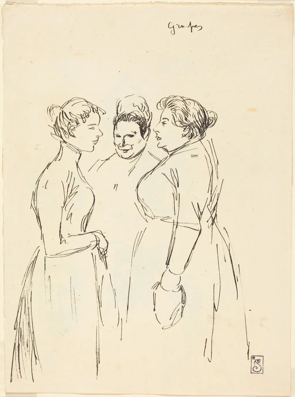 Gossiping Women, by Théophile Alexandre Steinlen, ink, 1891
