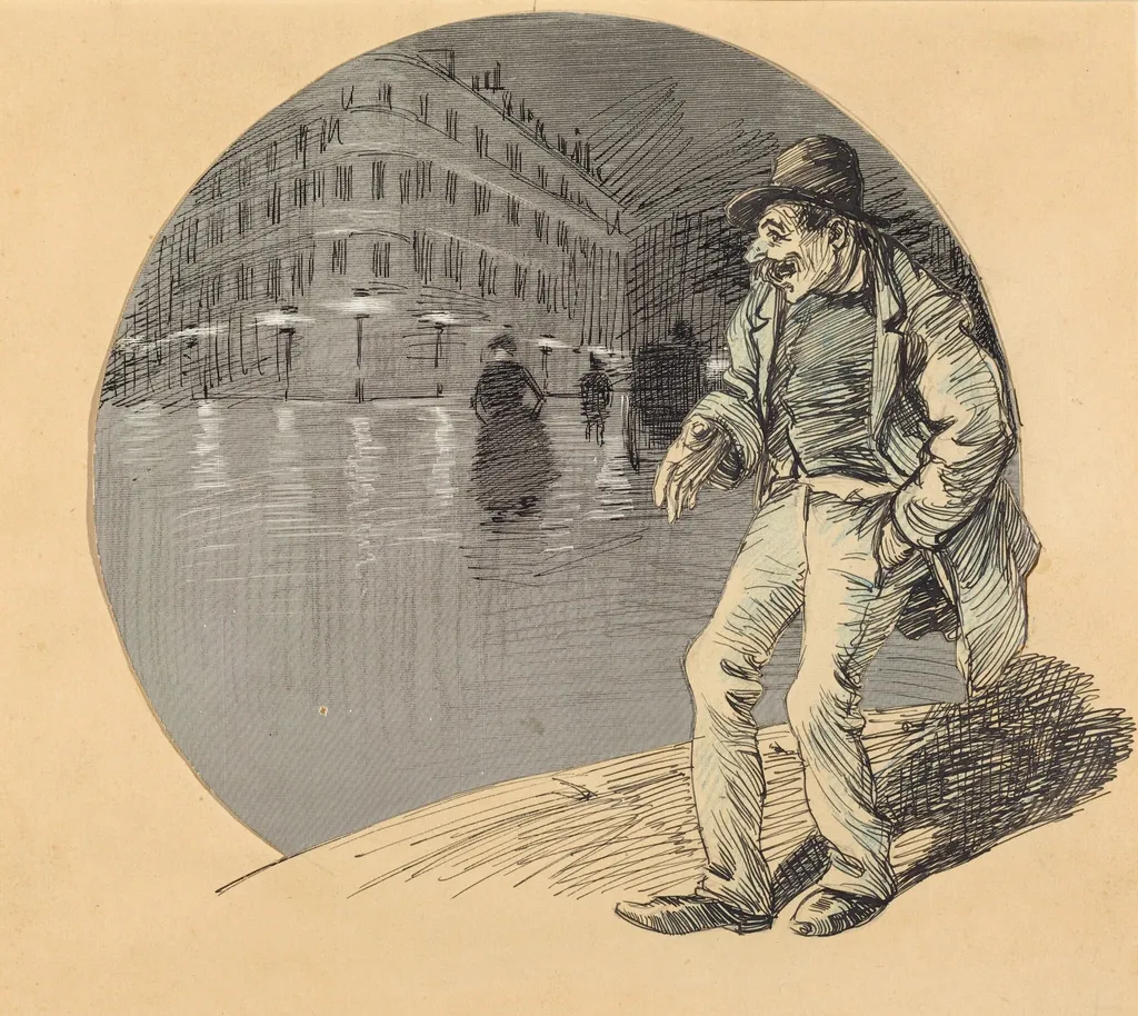 In Love (Amoureux), by Théophile Alexandre Steinlen, ink, 1888