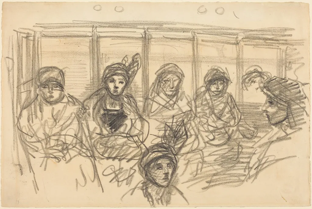 Riders on the Metro, by Théophile Alexandre Steinlen, crayon, 1890