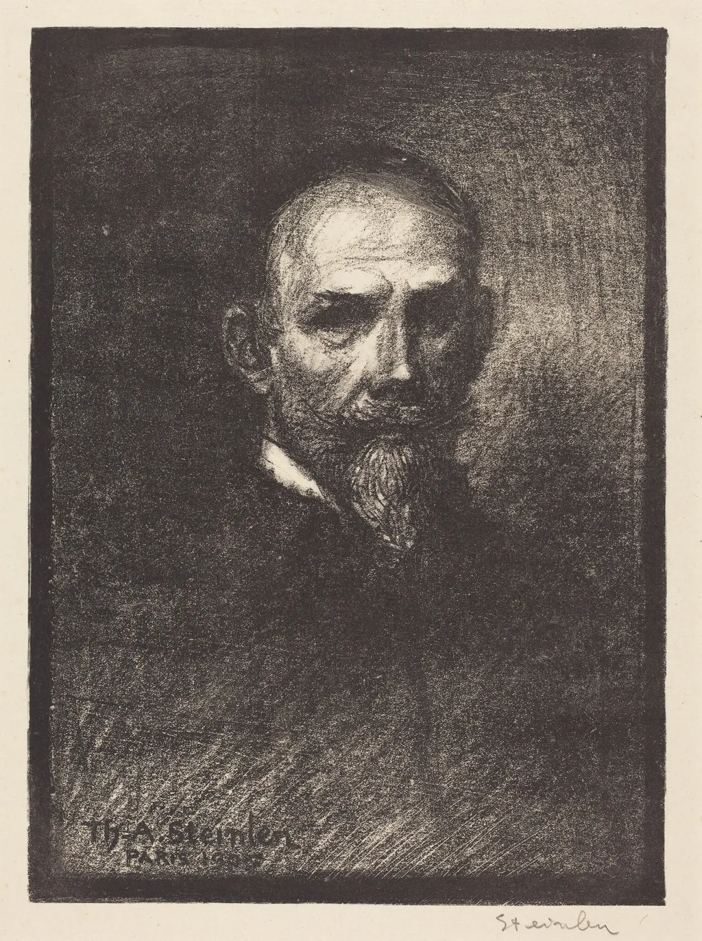 Self-Portrait (Steinlen de face, tete droite), by Théophile Alexandre Steinlen, ink, 1905