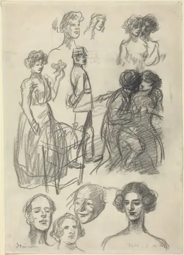 Sketches for "Lovers on a Bench", by Théophile Alexandre Steinlen