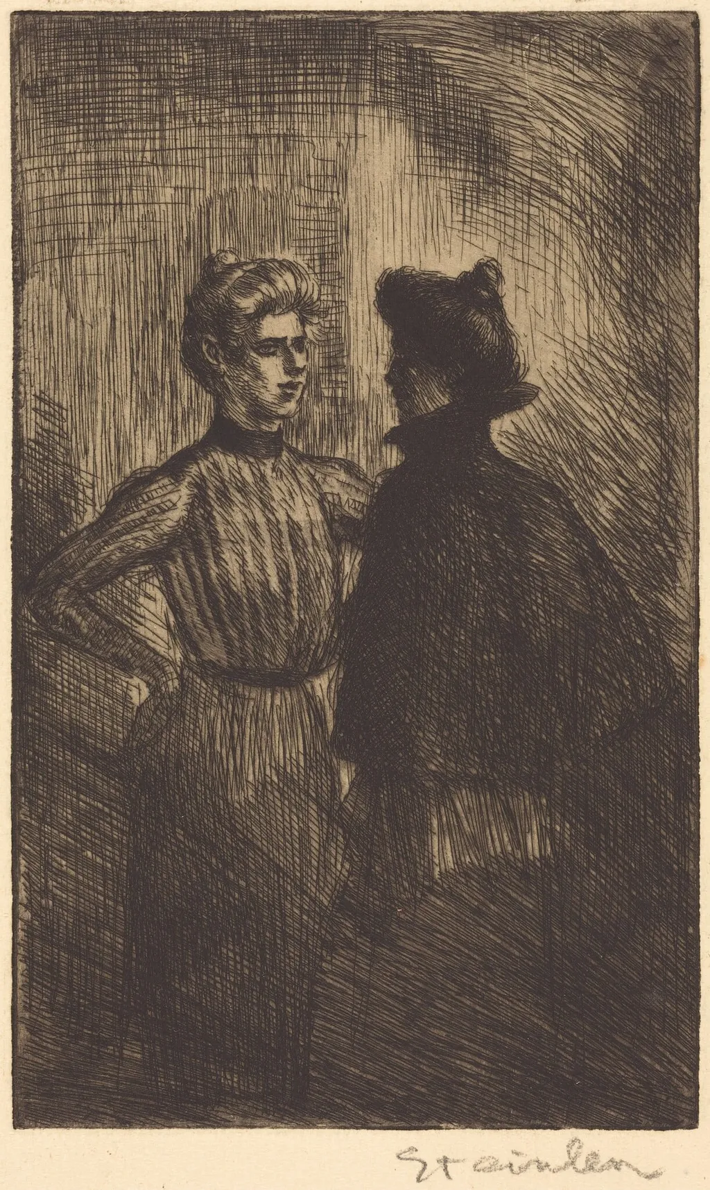 The Encounter (Recontre), by Théophile Alexandre Steinlen, ink, 1902
