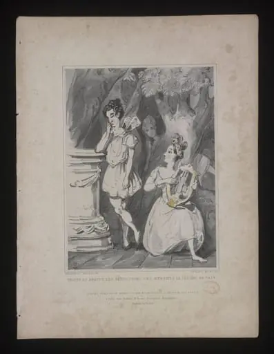 Triste et abattu les seductions des nymphes le tentent en vain, by Theophile Wagstaff