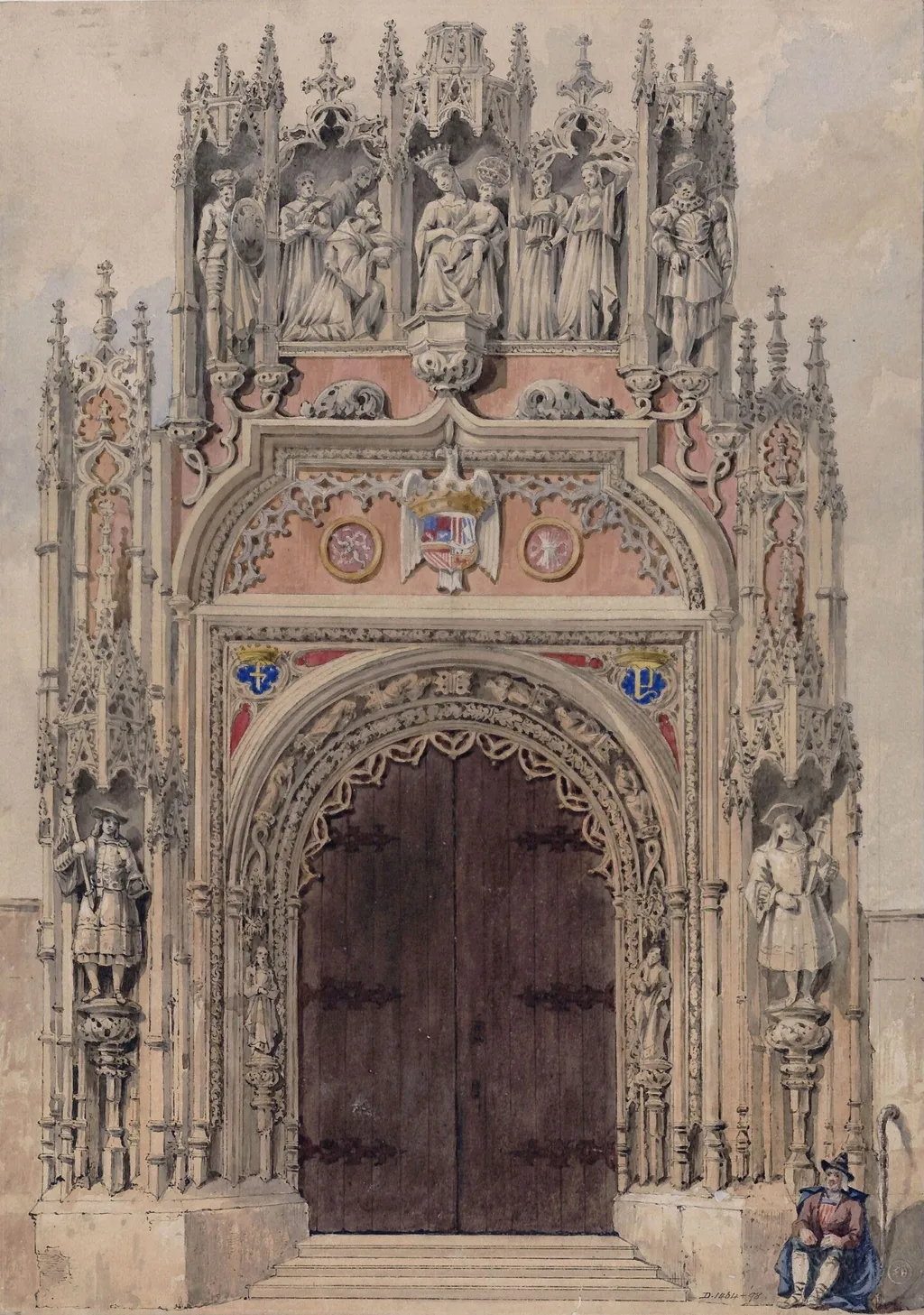 Entrance Gate of the Chapel of Ferdinand and Isabella in the Cathedral of Granada, by Thomas Allom, watercolor, 1850