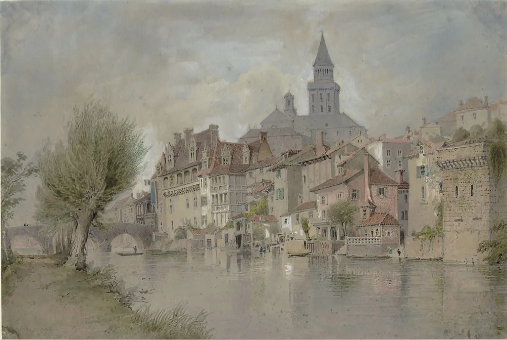Perigueux on the Isle, Pyrenees, by Thomas Allom, watercolor, 1820