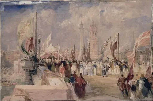 The Opening of London Bridge by King William IV and Queen Adelaide on the 1 August 1831, by Thomas Allom
