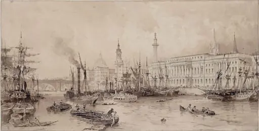 The Port of London, by Thomas Allom
