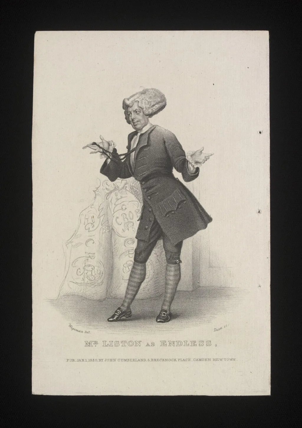 Mr Liston as Endless, by Thomas Anthony Dean, 1