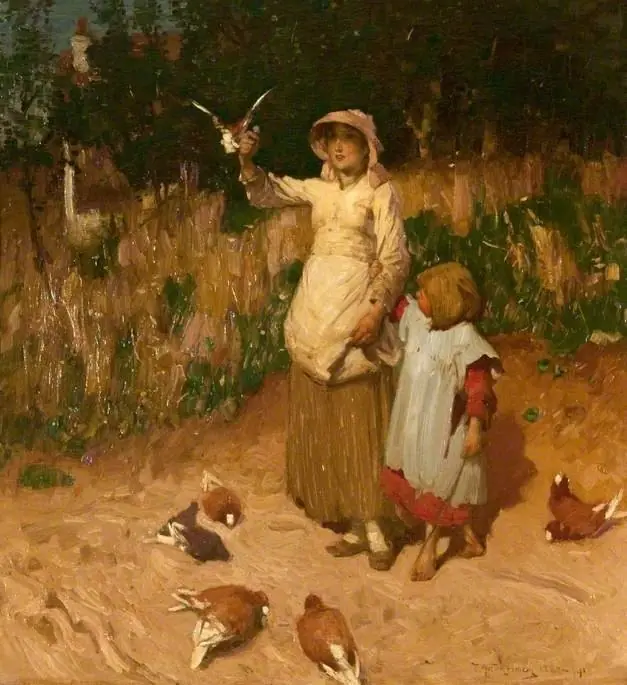 Feeding the Pigeons, by Thomas Austen Brown