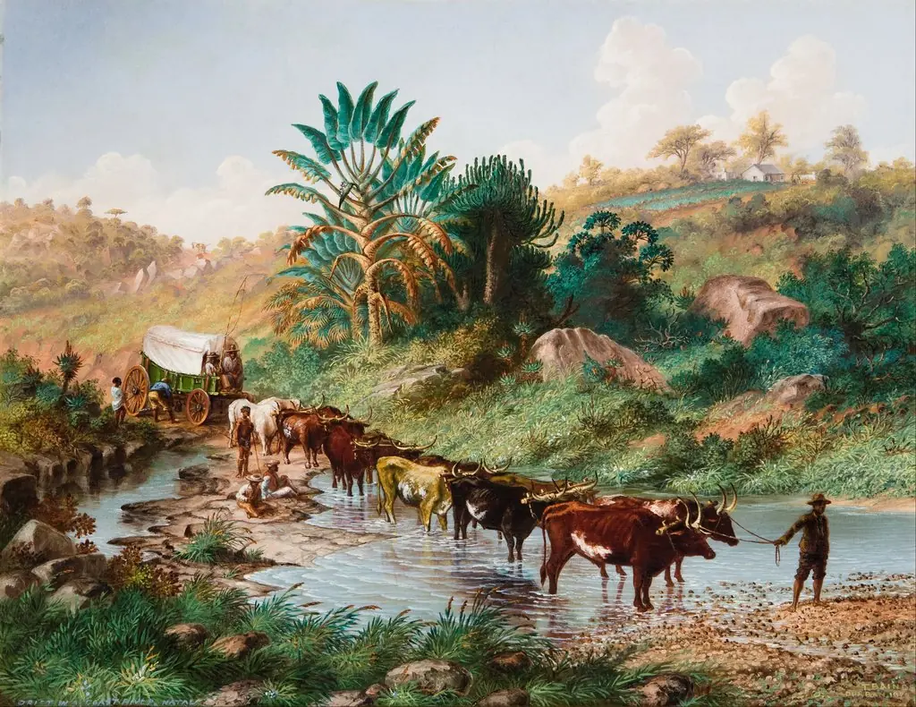 Wagon Crossing a Drift - Natal, by Thomas Baines