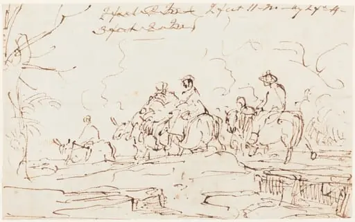 Figures in a Landscape [recto], by Thomas Barker