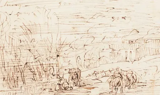 Figures in a Landscape [verso], by Thomas Barker