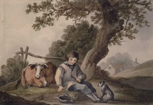 Landscape with cow and boy, by Thomas Barker