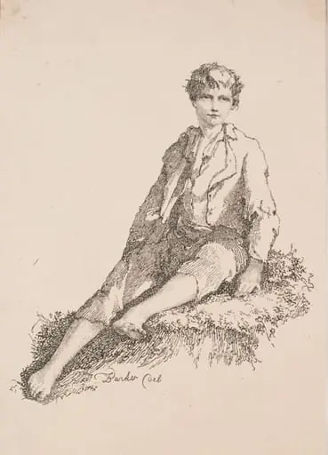 Specimens of Polyautography: Boy Seated on a Grassy Bank, by Thomas Barker
