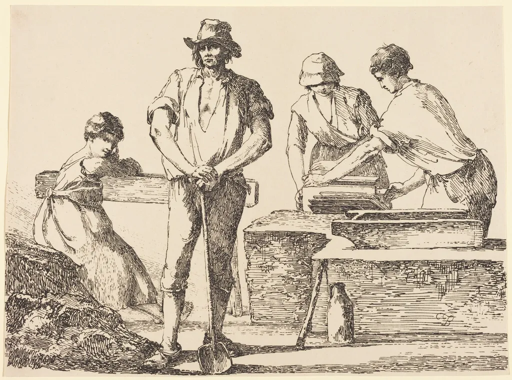 Tilemakers, by Thomas Barker, ink, 1803