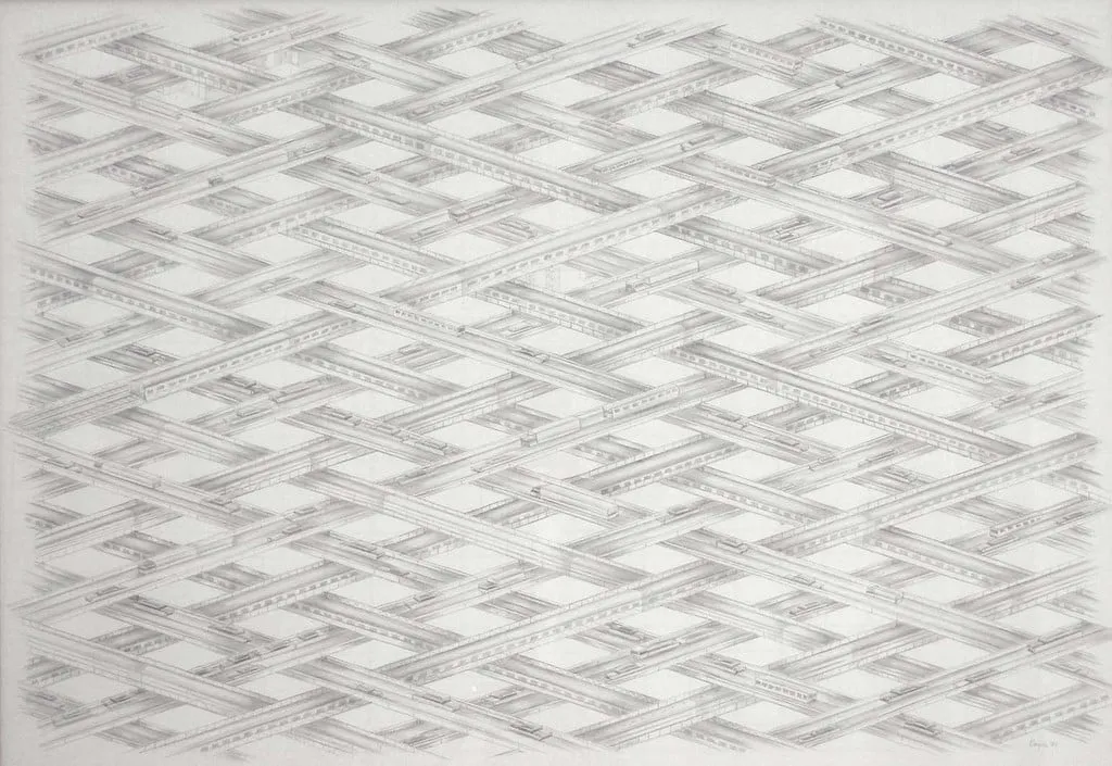 Untitled, by Thomas Bayrle, graphite, 1975