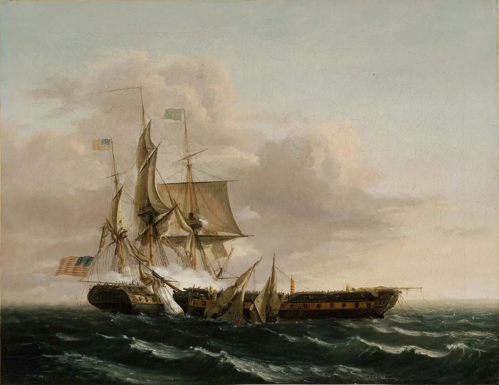 Engagement Between the "Constitution" and the "Guerrière", by Thomas Birch, oil, 1813
