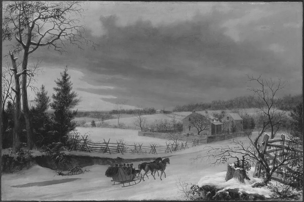 Sleigh Ride in the Country, by Thomas Birch, oil