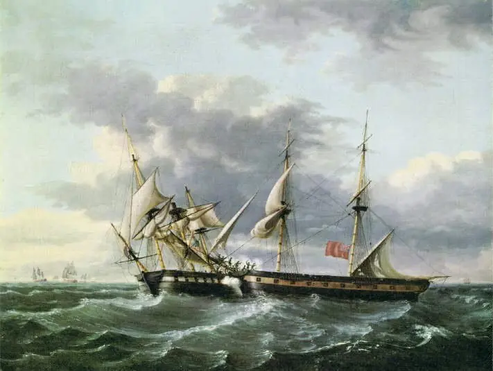 U.S.S. WASP Boarding H.M Brig FROLIC, by Thomas Birch