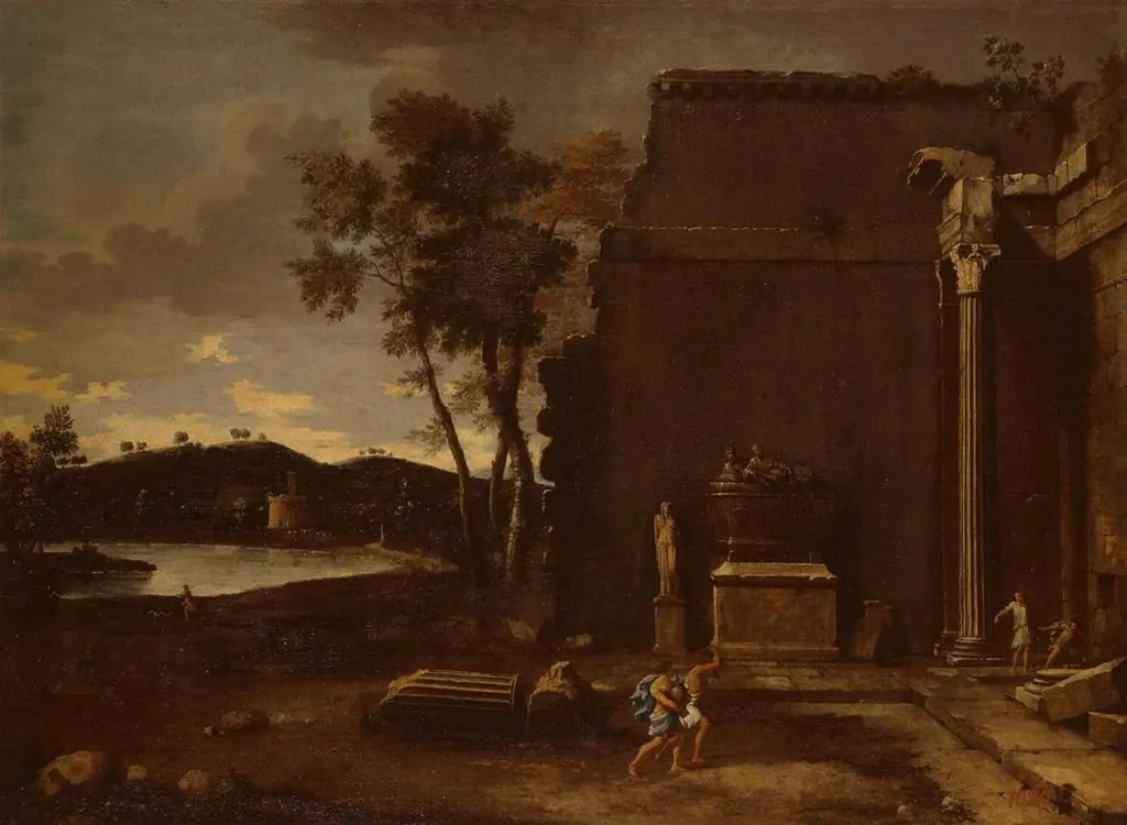 Landscape with sarcophagus, by Thomas Blanchet