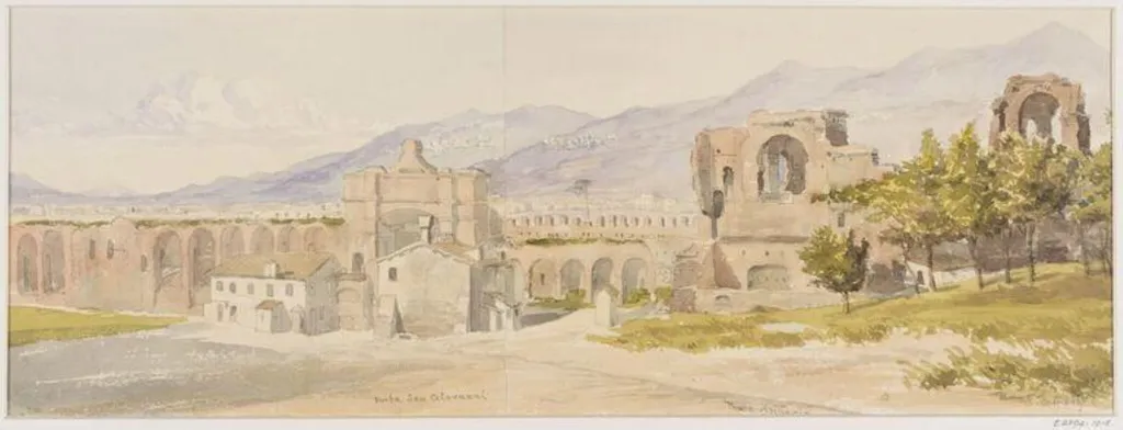 Porta San Giovanni and Porta Asinaria, Rome, by Thomas Brittain Vacher, watercolor, 1857