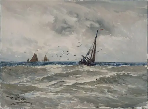Fishing Boats at Sea, by Thomas Bush Hardy