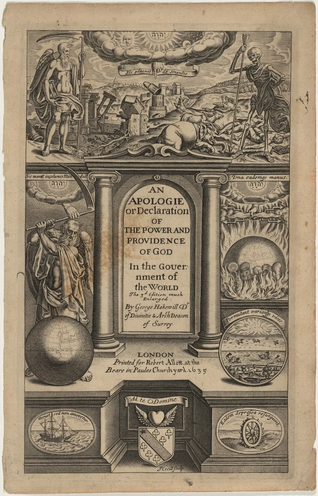 Title Page to An Apologie, or Declaration of the Power and Providence of God, by Thomas Cecil, ink, 1621