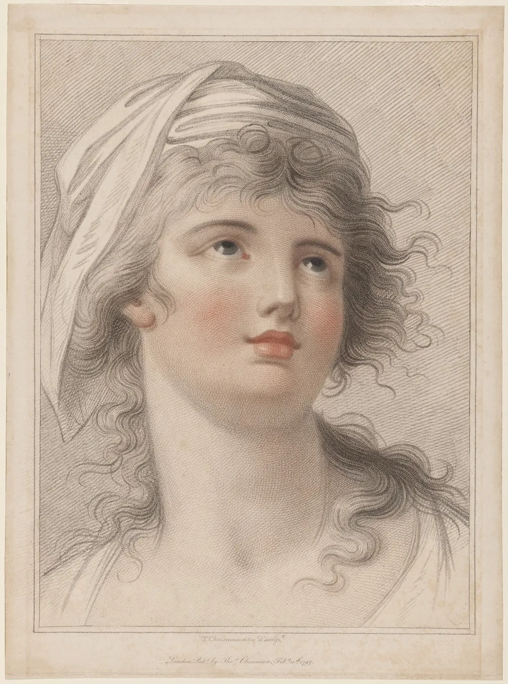 Head of a Young Woman, by Thomas Cheesman, ink, 1797