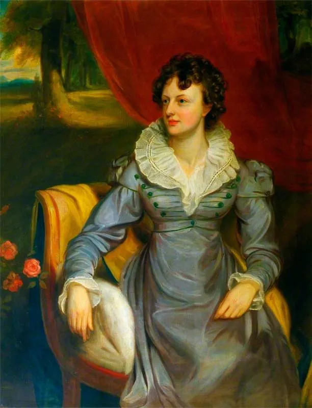Mrs Elrington (b.1800), Formerly Miss Charlotte Townshend, by Thomas Clement Thompson, oil, 1827