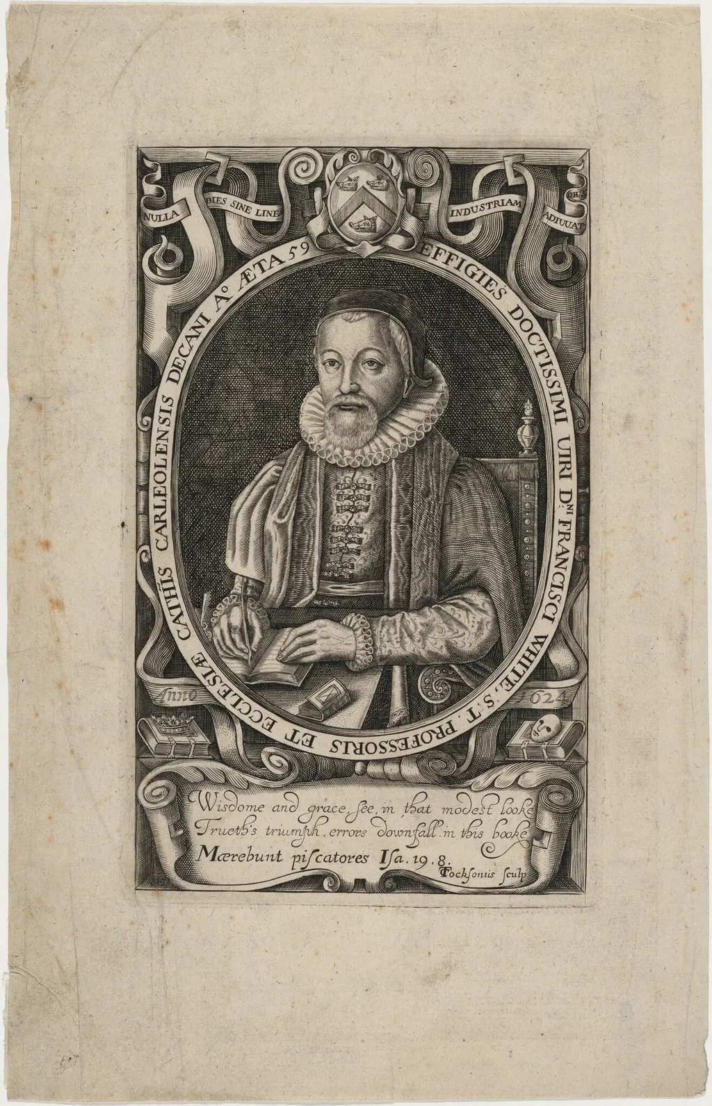Francis White, Bishop of Ely, by Thomas Cockson, ink, 1604