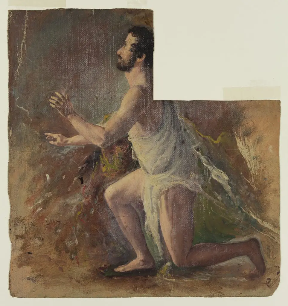 Kneeling Male Figure, by Thomas Cole